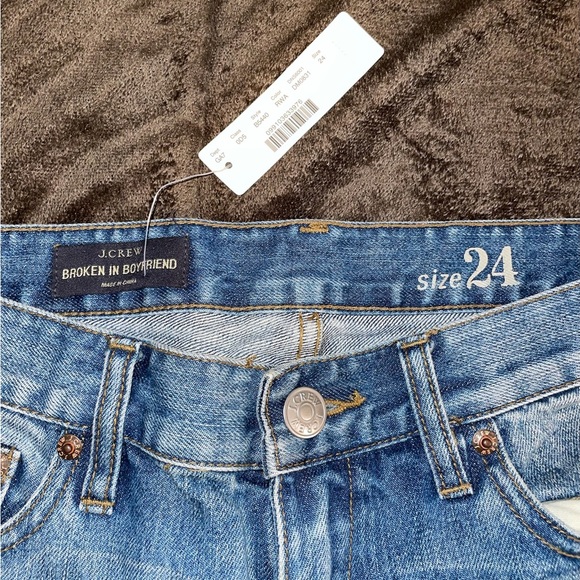 NWT J Crew Broken In Boyfriend Patch Medium Wash Jeans Size 24 - Picture 8 of 8